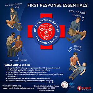 First Response Essentials emergency response course in Bayside Queens NY with CPR AED bleeding control and emergency medication response training