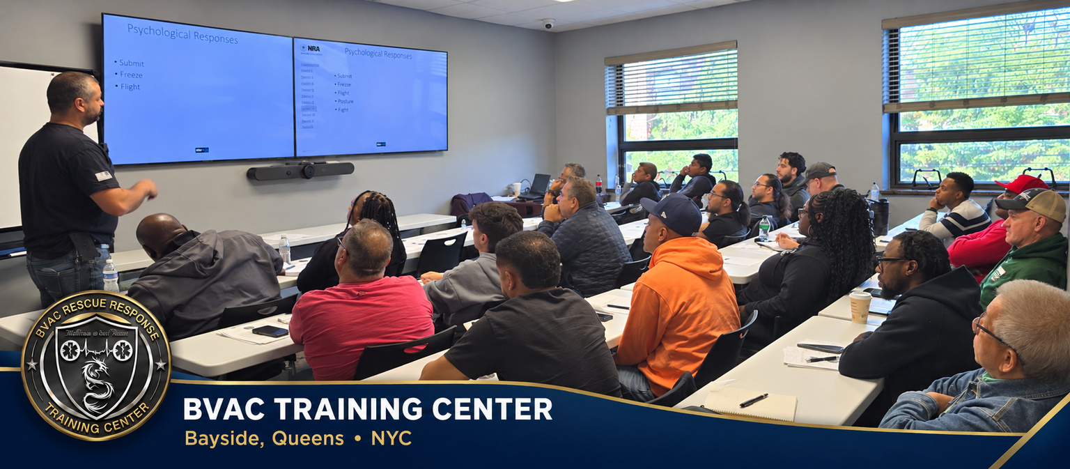 Professional emergency response and preparedness training at BVAC Rescue Response Training Center in Bayside, Queens