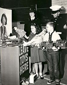An early promotional photo from the Toys for Tots program